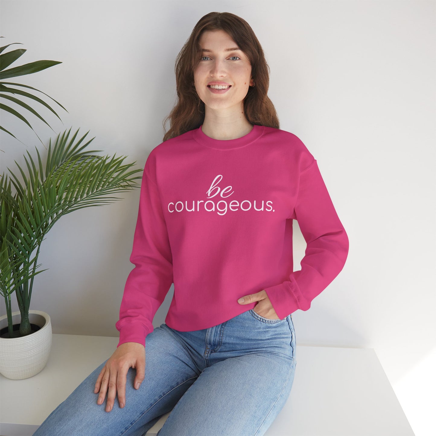 'be courageous.' Duo Font Adult Sweatshirt
